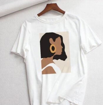 Minimalist Afrocentric Portrait T-Shirt- white